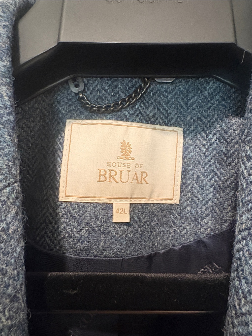 Men's Blue Herringbone Wool Sport Coat - Picture 3 of 5